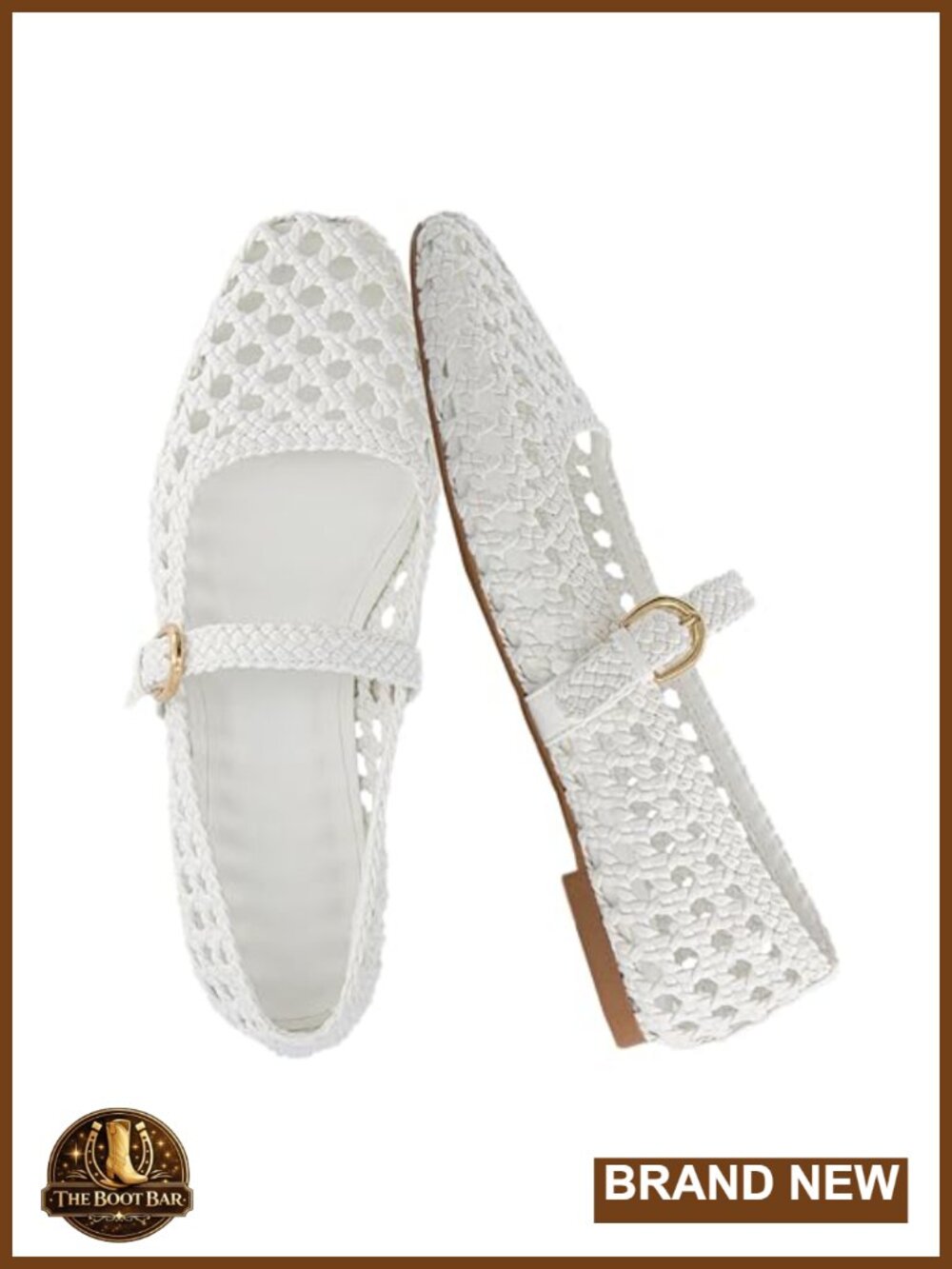 Hand Woven Mary Jane Flats Braided Buckle Memory Foam Comfort